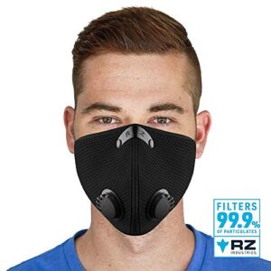 RZ Mask M2 Mesh Air Filtration Face Protection Dust Mask with 99.9% Effective Carbon Filters for Woodworking, Construction, Large, 1 pack, Black