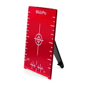 adirpro magnetic floor target plate - heavy duty laser target plate with sturdy & secure stand - enhance the brightness for laser line targets (4x3 inches, red)