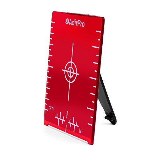 AdirPro Magnetic Floor Target Plate - Heavy Duty Laser Target Plate with Sturdy & Secure Stand - Enhance The Brightness for Laser Line Targets (4x3 Inches, Red)