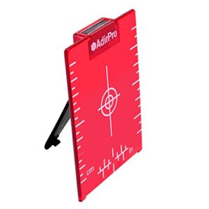 AdirPro Magnetic Floor Target Plate - Heavy Duty Laser Target Plate with Sturdy & Secure Stand - Enhance The Brightness for Laser Line Targets (4x3 Inches, Red)