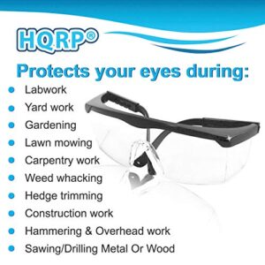 HQRP Clear Tint UV Protective Safety Goggles Glasses for Yard work, Gardening, Lawn mowing, Weed whacking, Hedge trimming, Wood working, Construction, etc.