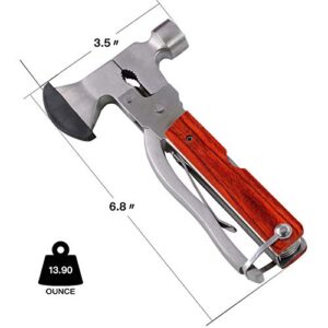 Camping Gear Multitool, Cool & Unique Christmas Gifts for Men Dad Husband Boyfriend, 18-in-1 Survival Gear for Outdoor Hunting Hiking, Emergency Escape Tool with Axe,Hammer,Plier,Knife,Bottle Opener