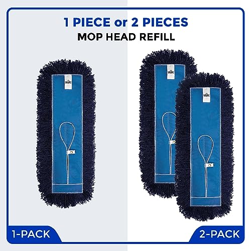 Nine Forty 36-Inch Premium Nylon Dust Mop Replacement Head - Heavy Duty Mop Head Refill for Industrial, Commercial, and Residential Cleaning - Dry Floor Duster for Hardwood Surfaces - Blue (1-Pack)