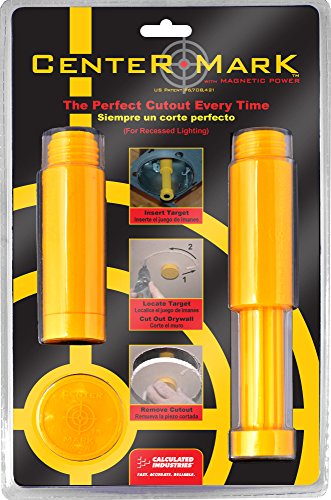 Calculated Industries 8110 Center Mark Drywall Recessed Lighting Cutout Magnetic Locator Tool for Non-LED Cans, Yellow