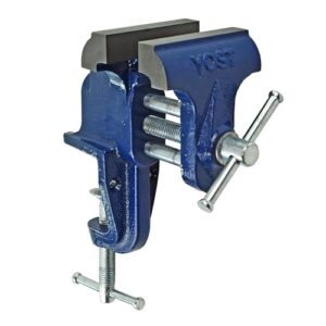 yost vises cov-3 clamp-on vise | 3 inch jaw width portable vise | made from gray iron casting | blue