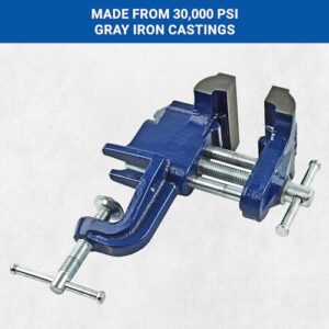 Yost Vises COV-3 Clamp-On Vise | 3 Inch Jaw Width Portable Vise | Made from Gray Iron Casting | Blue