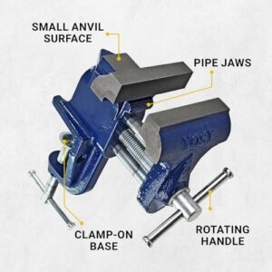 Yost Vises COV-3 Clamp-On Vise | 3 Inch Jaw Width Portable Vise | Made from Gray Iron Casting | Blue