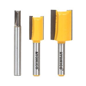 YONICO Router Bits Set Dado Straight Bit Undersize Plywood 3 Bit 1/4-Inch Shank 14323q