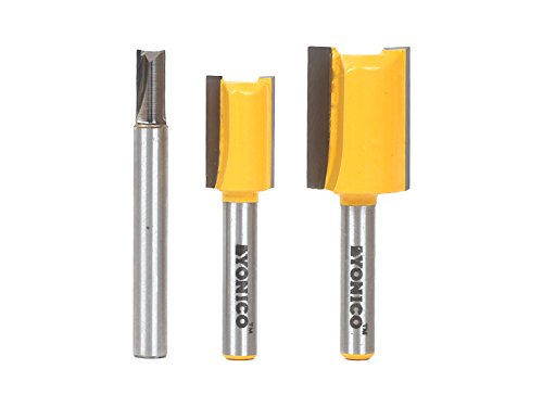 YONICO Router Bits Set Dado Straight Bit Undersize Plywood 3 Bit 1/4-Inch Shank 14323q