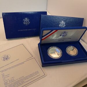 1986 statue of liberty two coins proof set mint state