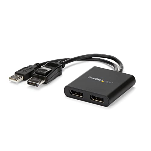 StarTech.com Dual-Monitor DisplayPort 1.2 Splitter, DisplayPort to 2x DP Multi-Monitor Adapter, Dual 4K 30Hz or 1080p 60Hz Computer MST Hub, USB Bus-Powered, Windows Only (MSTDP122DP)