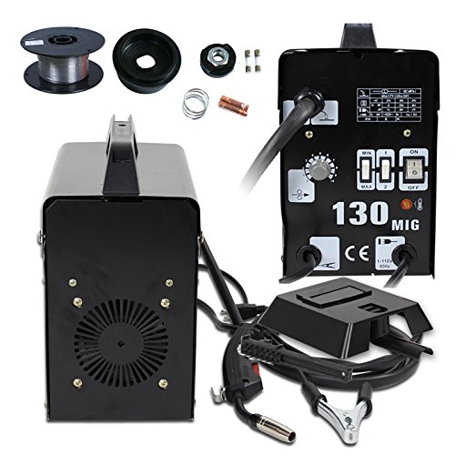 SUPER DEAL PRO Commercial MIG 130 AC Flux Core Wire Automatic Feed Welder Welding Machine w/Free Mask 110V