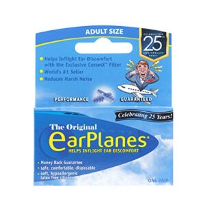 original adult earplanes by cirrus healthcare earplugs airplane travel ear protection (1 pair)