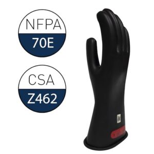 Enespro Class 0 Black Rubber Voltage Insulating Gloves, Max. Use Voltage 1000V AC/1500V DC, GC0B10