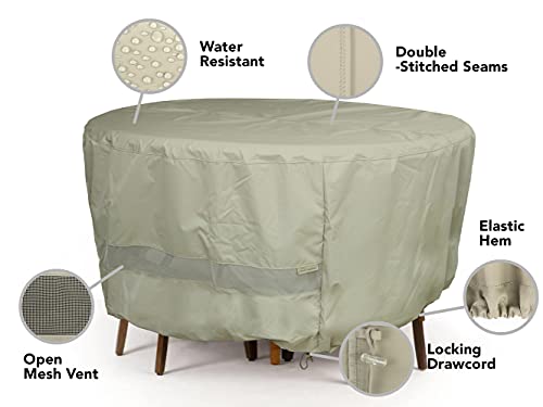 Covermates Round Firepit Cover – Water-Resistant Polyester, Mesh Ventilation, Fire Pit Covers-Khaki