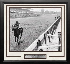 ron turcotte riding secretariat in 1973 16" x 20" framed and matted horse racing photo