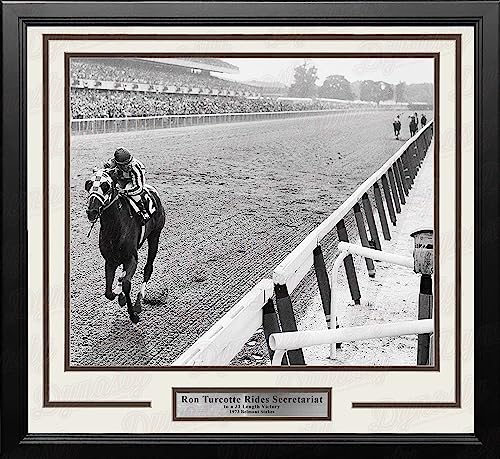 Ron Turcotte Riding Secretariat in 1973 16" x 20" Framed and Matted Horse Racing Photo