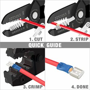iCrimp Wire Crimping Tool Set with Wire Cable Stripper, Ratcheting Wire Crimper Tool with 5pcs Interchangeable Dies for Insulated and Non-insulated Connectors Terminal and End-sleeves Ferrule