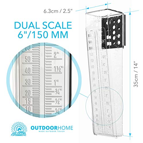 Outdoor Home Rain Gauge. Professional 6 Inch Capacity Aussie Made Heavy Duty Rain Measure Gauge. Reliable, Accurate Fence Or Post Mount Rain Gauge. Ideal Outdoor Tool for Garden, Yard & Farm.