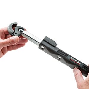 RIDGID 46753 Adjustable 10" to 17" Telescoping LED Lit Basin Pipe Wrench for Faucet Install and Repair in 1/2" to 1-1/4" Pipes, Black