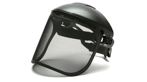Pyramex Safety Full Face Shield Eye & Head Protection (Headgear Not Included), Black Mesh Steel Wire Mesh - ANSI Z87.1 for Mesh Safety