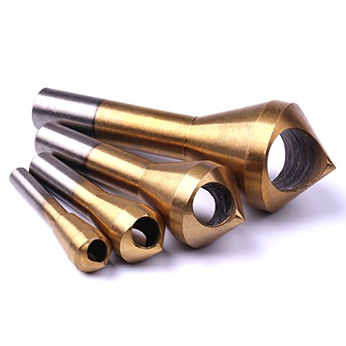 ATOPLEE Countersink Drill Bit Set,4pcs 90 Degree High Speed Steel Titanium Counter Sinker Drill Bits for Wood,Metal, Fiberboard, Plywood, Plastic, PVC