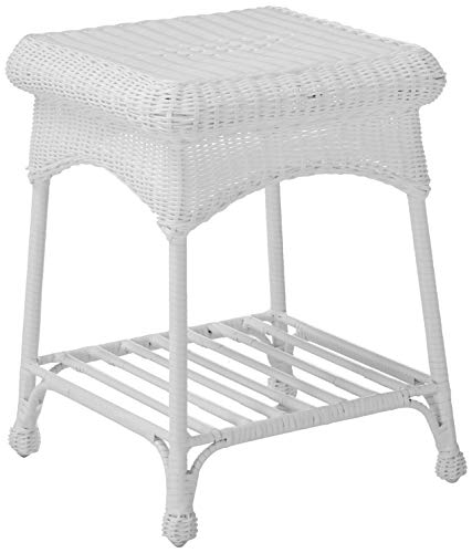 Jeco 3 Piece Wicker Chair and End Table Set without Cushion, White