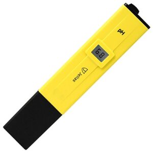 jellas pocket size ph meter digital water quality tester for household drinking water, swimming pools, aquariums, hydroponics, ph measurement for 0-14.0 ph, ± 0.1 accuracy, 0.1 resolution.(yellow)