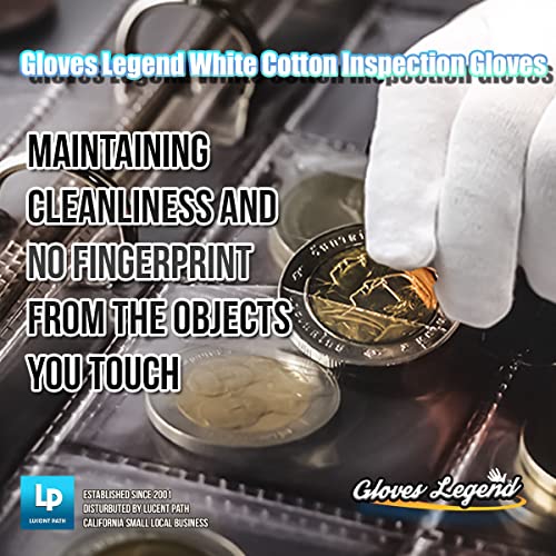 6 Pairs (12 Gloves) - Gloves Legend 100% Cotton White Gloves For Work Safety Jewelry Coin Silver Inspection For Men - Size XL