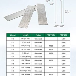 meite F38 18 Gauge 1-1/2 Inch Leg Length Galvanized Brad Nails Ideal for Upholstery, Trims, Molding, Woodworking 5,000 PCS/Box (1 Box)