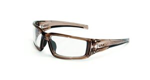 honeywell safety products by hypershock safety glasses, brown frame with clear lens & uvextreme plus anti-fog coating (s2960xp)