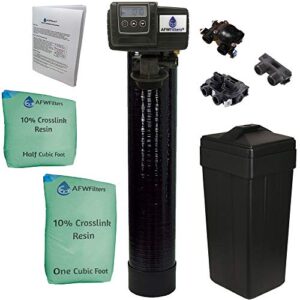 fleck 5600 sxt meter demand water softener 48,000 grain capacity 10% commercial grade cation resin