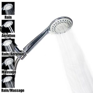 Shower Head - Handheld Rainfall High Pressure and Flow with Removable Water Restrictor – Powerful/Detachable Hand Held Chrome ShowerHead for Best Rain Massage and Relaxation