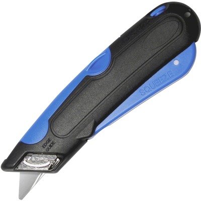 (3 Pack Value Bundle) COS091508 Easycut Cutter Knife w/Self-Retracting Safety-Tipped Blade, Black/Blue