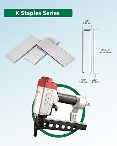 meite 18 Gauge 1/4-Inch Narrow Crown Staples, 1-1/2-Inch Length Heavy Duty Galvanized Upholstery Staples for Electric or Pneumatic Narrow Crown Stapler Guns (4,000 PCS)