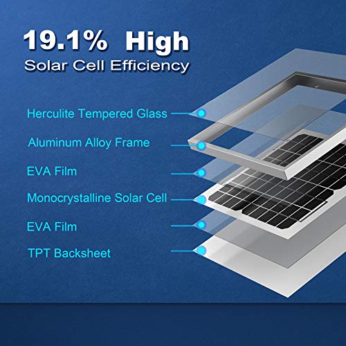 ACOPOWER 10 watt 10W Monocrystalline Photovoltaic Pv Solar Panel Module for 12v Battery Charging