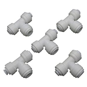 quick connect 1/4-inch-1/4-inch-3/8-inch tee union for reverse osmosis ro water filter pack of 5