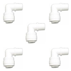 1/8-inch male thread to 1/4-inch tube elbow quick connect fitting for reverse osmosis water valve filter pack of 5