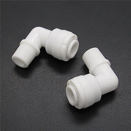 1/8-Inch Male Thread to 1/4-Inch Tube Elbow Quick Connect Fitting for Reverse Osmosis Water Valve Filter Pack of 5