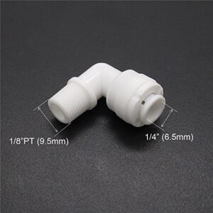 1/8-Inch Male Thread to 1/4-Inch Tube Elbow Quick Connect Fitting for Reverse Osmosis Water Valve Filter Pack of 5