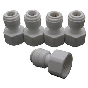 plastic female 1/2 pt(3/4") to 3/8" tube quick connector fitting white ro water valve filter pack of 5