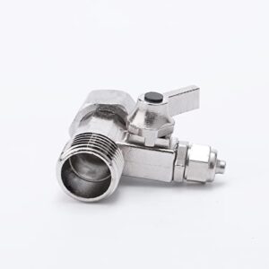 1/2 PT (3/4 Inch/19.5mm/20.3mm) to 1/4 Inch (6.5mm) RO Feed Water Adapter Ball Valve Faucet Tap Feed Reverse Osmosis Silver