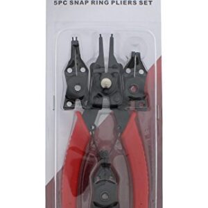 ABN Snap Ring Pliers Set – 5 Pc Interchangeable Jaw Head C Clip Pliers Set – Straight, 45, and 90 Degree Angled Jaws