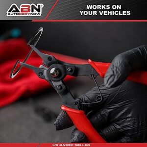 ABN Snap Ring Pliers Set – 5 Pc Interchangeable Jaw Head C Clip Pliers Set – Straight, 45, and 90 Degree Angled Jaws