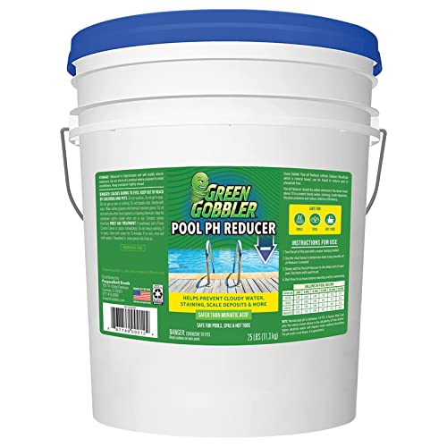 Green Gobbler pH Down | Pool & Hot Tub Spa pH Reducer | pH decreaser | Sodium Bisulfate | 25 lb Pail