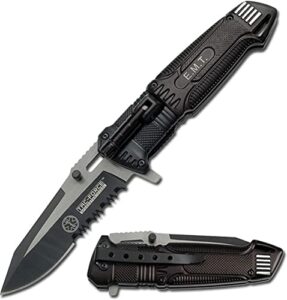 tac-force open led light emt ems folding pocket rescue knife new