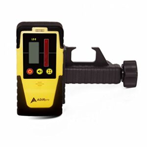 AdirPro Universal Rotary Laser Detector (LD-8) - Digital Rotary Laser Receiver with Dual Display and Built-In Bubble Level, Compatible with All Red Rotary Lasers - Rod Clamp Included