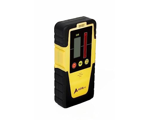 AdirPro Universal Rotary Laser Detector (LD-8) - Digital Rotary Laser Receiver with Dual Display and Built-In Bubble Level, Compatible with All Red Rotary Lasers - Rod Clamp Included