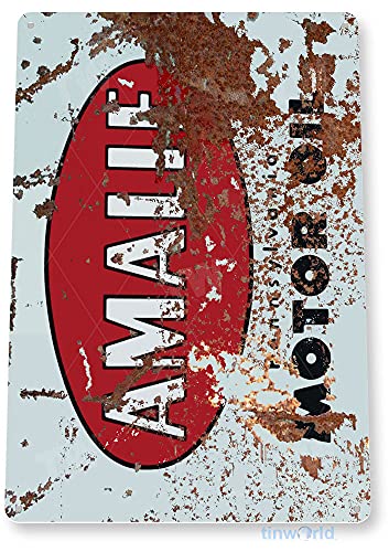 Tinworld Tin Sign Amalie Retro Rustic Oil Gas Metal Sign Decor Garage Cave Auto Shop A210