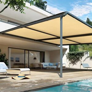 Shatex 90% Shade Fabric 12x 12ft Sun Shade Cloth with Grommets for Pergola Cover Canopy Wheat, 12 Bungee Balls